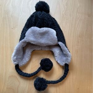 Mountain Wearhouse Snow Cap One Size Fleece Lined Cable Knit Black Grey Gorpcore